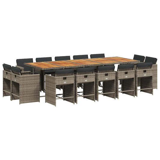 15 Piece Garden Dining Set with Cushions Grey Poly Rattan 15 Piece Garden Dining Set with Cushions Grey Poly Rattan
