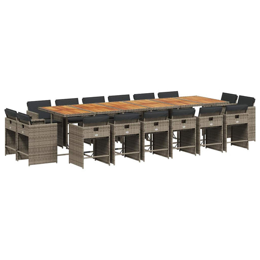 17 Piece Garden Dining Set with Cushions Grey Poly Rattan 17 Piece Garden Dining Set with Cushions Grey Poly Rattan