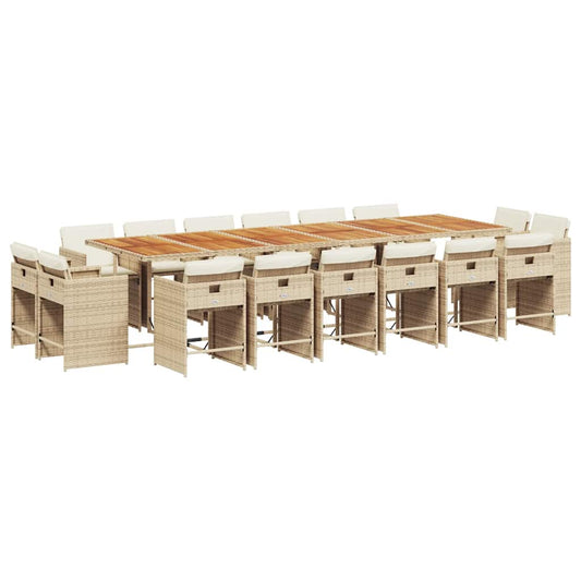 17 Piece Garden Dining Set with Cushions Beige Poly Rattan 17 Piece Garden Dining Set with Cushions Beige Poly Rattan