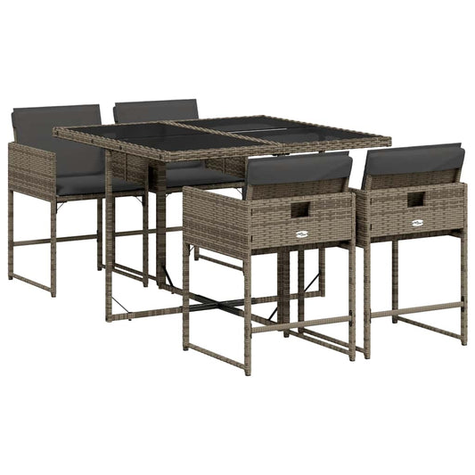 5 Piece Garden Dining Set with Cushions Grey Poly Rattan 5 Piece Garden Dining Set with Cushions Grey Poly Rattan