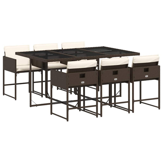 7 Piece Garden Dining Set with Cushions Brown Poly Rattan 7 Piece Garden Dining Set with Cushions Brown Poly Rattan