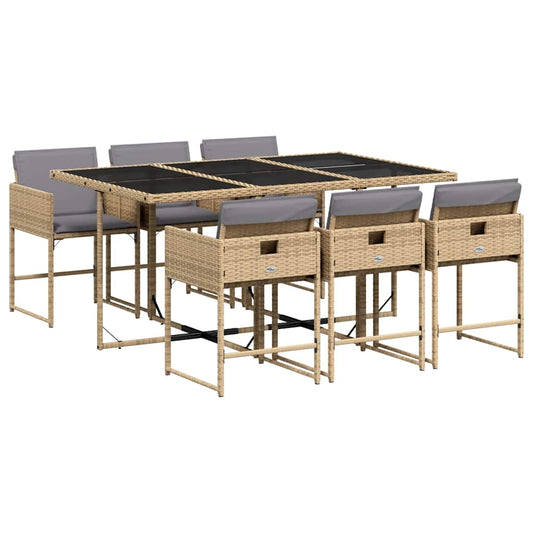 7 Piece Garden Dining Set with Cushions Mix Beige Poly Rattan 7 Piece Garden Dining Set with Cushions Mix Beige Poly Rattan