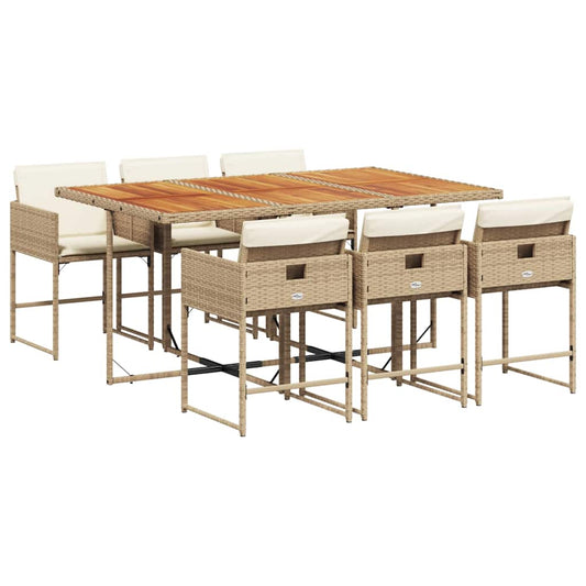 7 Piece Garden Dining Set with Cushions Beige Poly Rattan 7 Piece Garden Dining Set with Cushions Beige Poly Rattan
