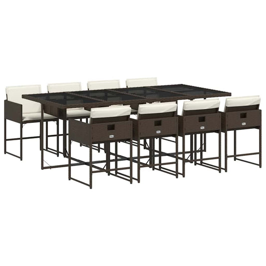 9 Piece Garden Dining Set with Cushions Brown Poly Rattan 9 Piece Garden Dining Set with Cushions Brown Poly Rattan
