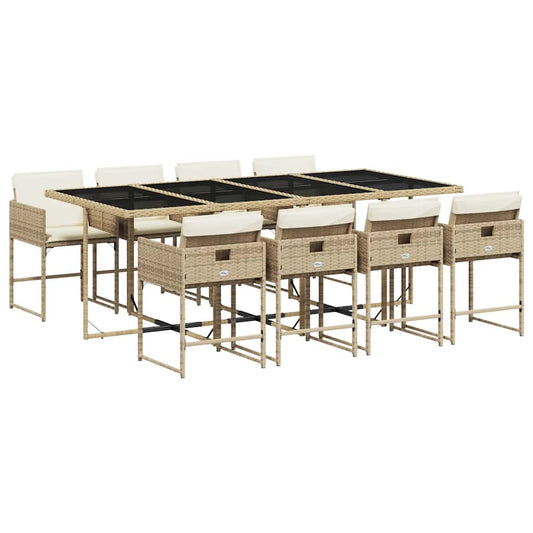 Garden Dining Set | Beige and Black | Poly Rattan and Tempered Glass Garden Dining Set | Beige and Black | Poly Rattan and Tempered Glass