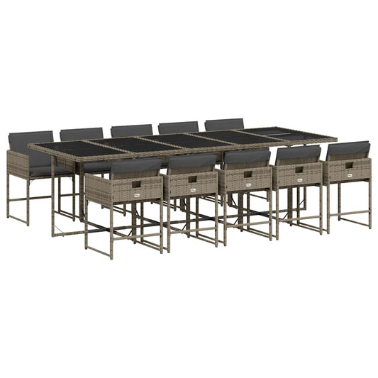 11 Piece Garden Dining Set with Cushions Grey Poly Rattan 11 Piece Garden Dining Set with Cushions Grey Poly Rattan