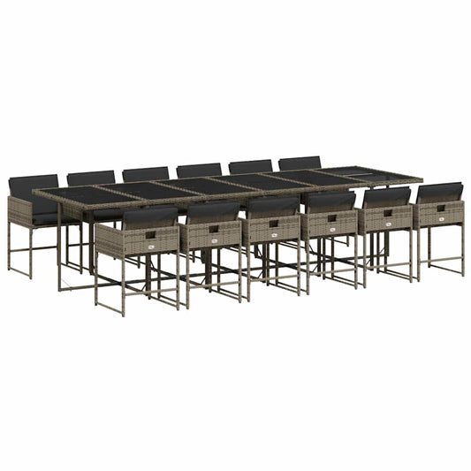 13 Piece Garden Dining Set with Cushions Grey Poly Rattan 13 Piece Garden Dining Set with Cushions Grey Poly Rattan