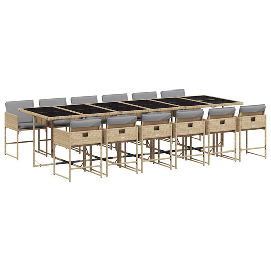 13 Piece Garden Dining Set with Cushions Mix Beige Poly Rattan 13 Piece Garden Dining Set with Cushions Mix Beige Poly Rattan