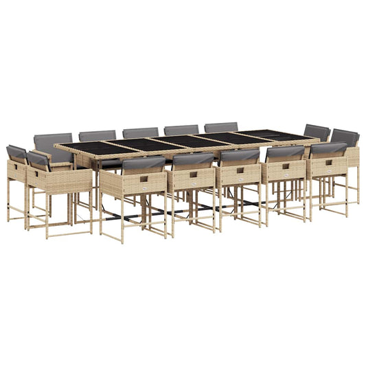 15 Piece Garden Dining Set with Cushions Mix Beige Poly Rattan 15 Piece Garden Dining Set with Cushions Mix Beige Poly Rattan