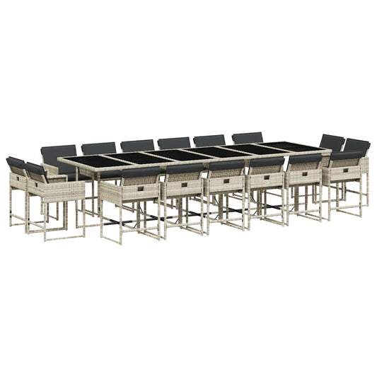 17 Piece Garden Dining Set with Cushions Light Grey Poly Rattan 17 Piece Garden Dining Set with Cushions Light Grey Poly Rattan