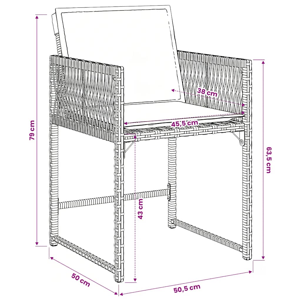 5 Piece Garden Dining Set with Cushions Grey Poly Rattan