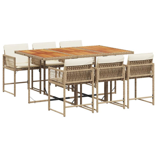 7 Piece Garden Dining Set with Cushions Beige Poly Rattan 7 Piece Garden Dining Set with Cushions Beige Poly Rattan