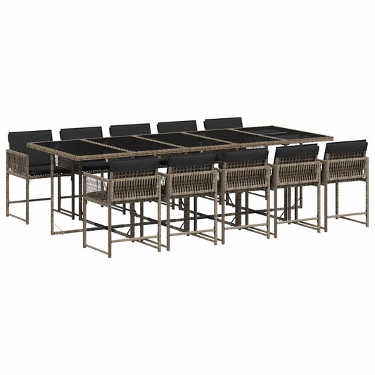 11 Piece Garden Dining Set with Cushions Grey Poly Rattan 11 Piece Garden Dining Set with Cushions Grey Poly Rattan