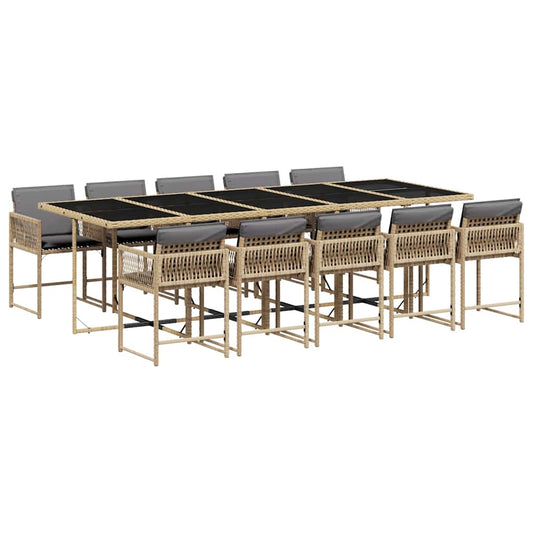 Garden Dining Set | Mix beige | PE rattan | 10-seater | Foldable Garden Dining Set | Mix beige | PE rattan | 10-seater | Foldable