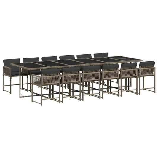 13 Piece Garden Dining Set with Cushions Grey Poly Rattan 13 Piece Garden Dining Set with Cushions Grey Poly Rattan