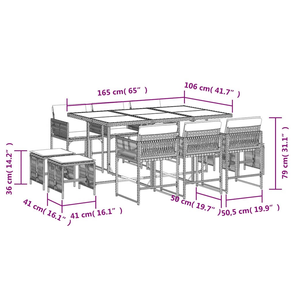Garden Dining Set | Beige, Cream White, Black