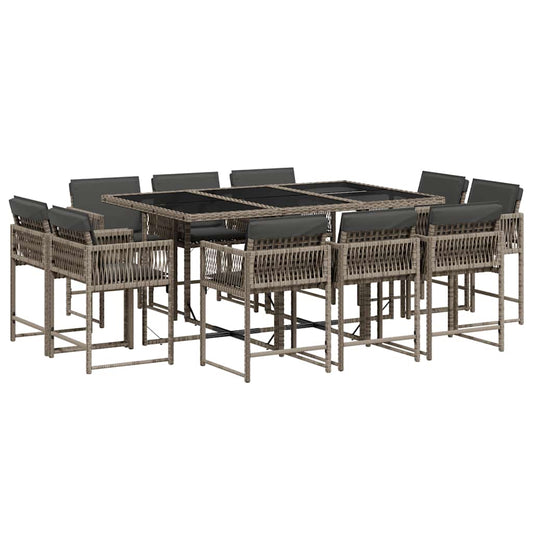11 Piece Garden Dining Set with Cushions Grey Poly Rattan 11 Piece Garden Dining Set with Cushions Grey Poly Rattan