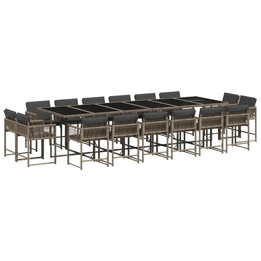 17 Piece Garden Dining Set with Cushions Grey Poly Rattan 17 Piece Garden Dining Set with Cushions Grey Poly Rattan