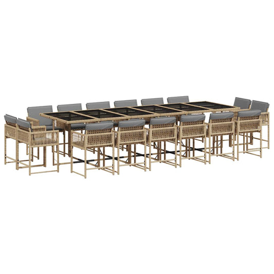 17 Piece Garden Dining Set with Cushions Mix Beige Poly Rattan 17 Piece Garden Dining Set with Cushions Mix Beige Poly Rattan