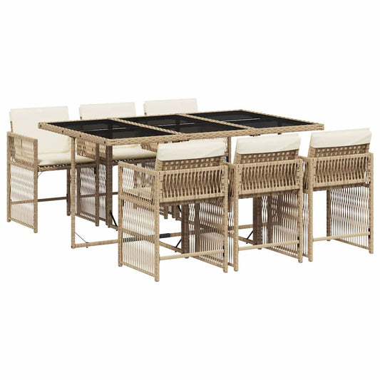 7 Piece Garden Dining Set with Cushions Beige Poly Rattan 7 Piece Garden Dining Set with Cushions Beige Poly Rattan