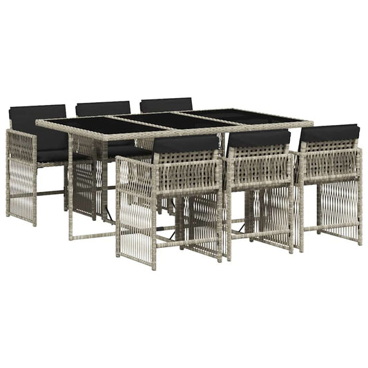 7 Piece Garden Dining Set with Cushions Light Grey Poly Rattan 7 Piece Garden Dining Set with Cushions Light Grey Poly Rattan