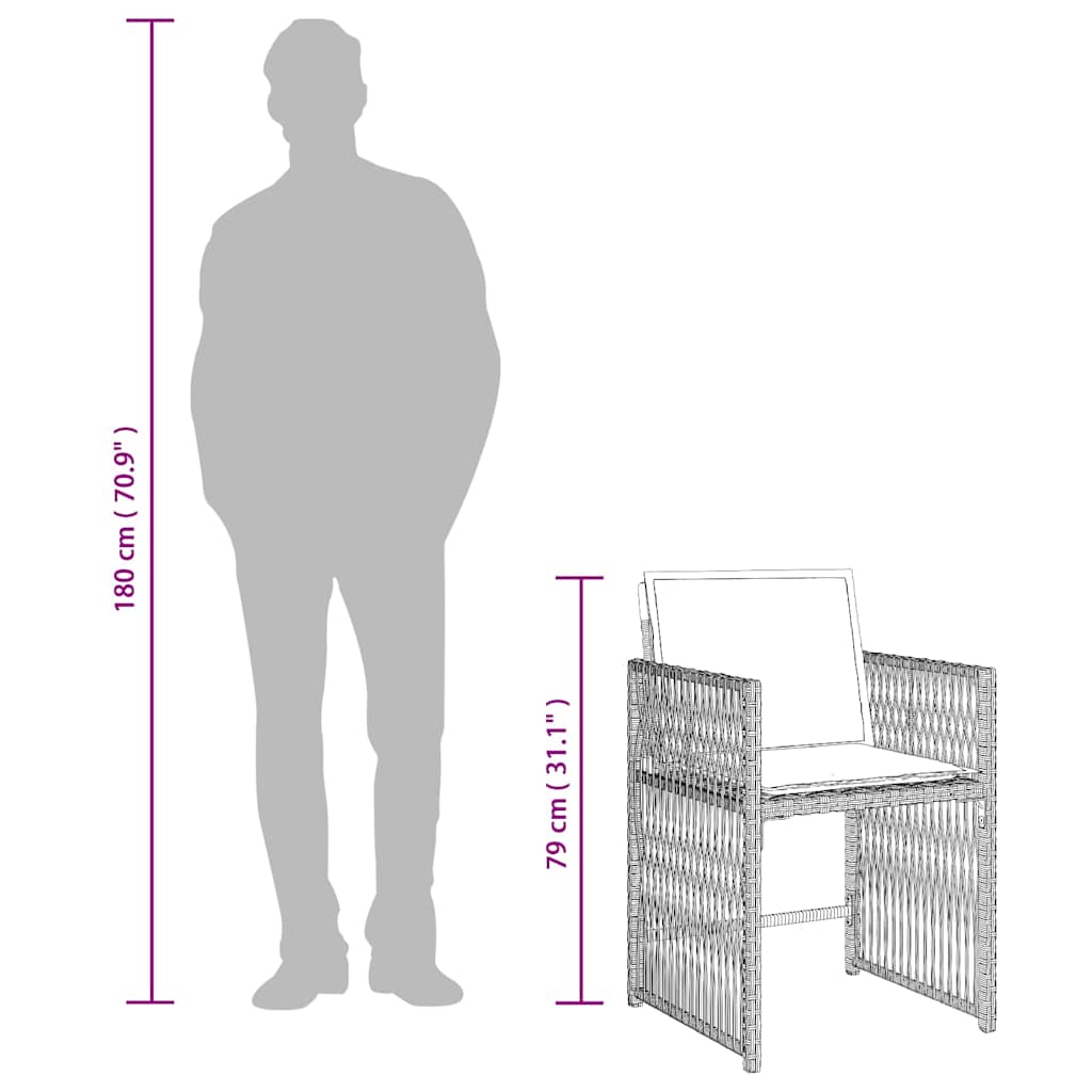 7 Piece Garden Dining Set with Cushions Light Grey Poly Rattan