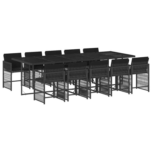11 Piece Garden Dining Set with Cushions Black Poly Rattan 11 Piece Garden Dining Set with Cushions Black Poly Rattan