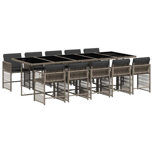 11 Piece Garden Dining Set with Cushions Grey Poly Rattan 11 Piece Garden Dining Set with Cushions Grey Poly Rattan
