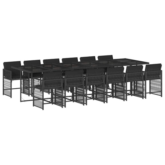 13 Piece Garden Dining Set with Cushions Black Poly Rattan 13 Piece Garden Dining Set with Cushions Black Poly Rattan