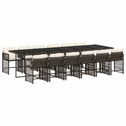 13 Piece Garden Dining Set with Cushions Brown Poly Rattan 13 Piece Garden Dining Set with Cushions Brown Poly Rattan