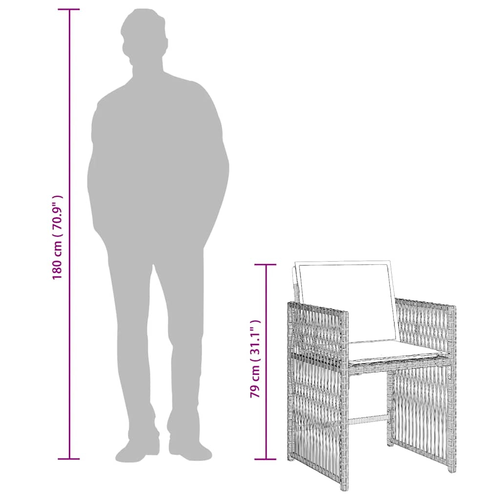 13 Piece Garden Dining Set with Cushions Light Grey Poly Rattan