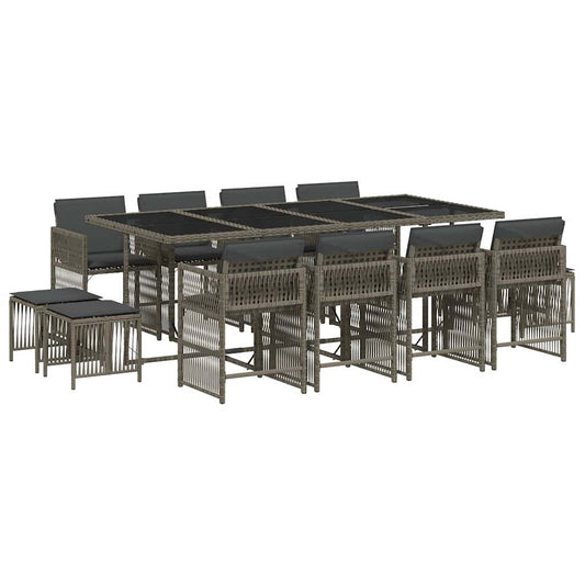 13 Piece Garden Dining Set with Cushions Grey Poly Rattan 13 Piece Garden Dining Set with Cushions Grey Poly Rattan