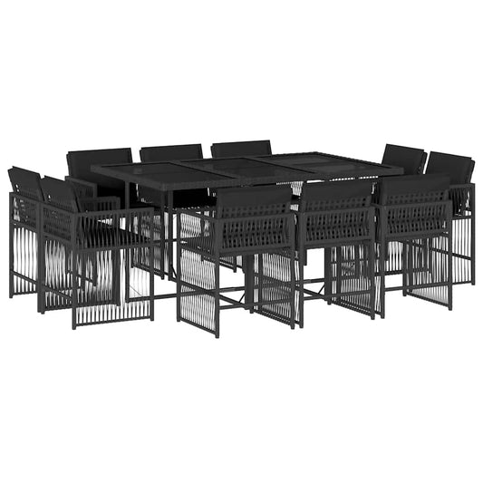 11 Piece Garden Dining Set with Cushions Black Poly Rattan 11 Piece Garden Dining Set with Cushions Black Poly Rattan