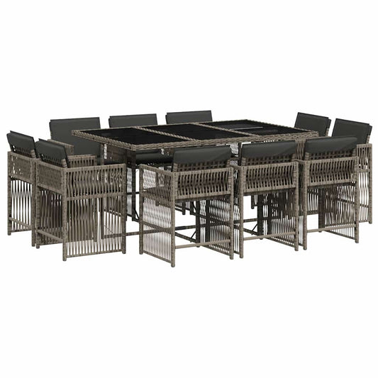 11 Piece Garden Dining Set with Cushions Grey Poly Rattan 11 Piece Garden Dining Set with Cushions Grey Poly Rattan