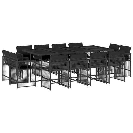 13 Piece Garden Dining Set with Cushions Black Poly Rattan 13 Piece Garden Dining Set with Cushions Black Poly Rattan