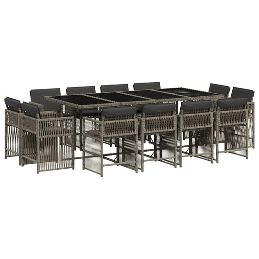 13 Piece Garden Dining Set with Cushions Grey Poly Rattan 13 Piece Garden Dining Set with Cushions Grey Poly Rattan