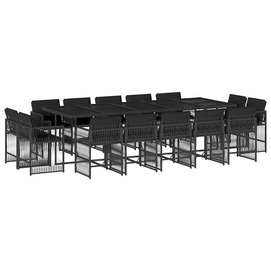 15 Piece Garden Dining Set with Cushions Black Poly Rattan 15 Piece Garden Dining Set with Cushions Black Poly Rattan