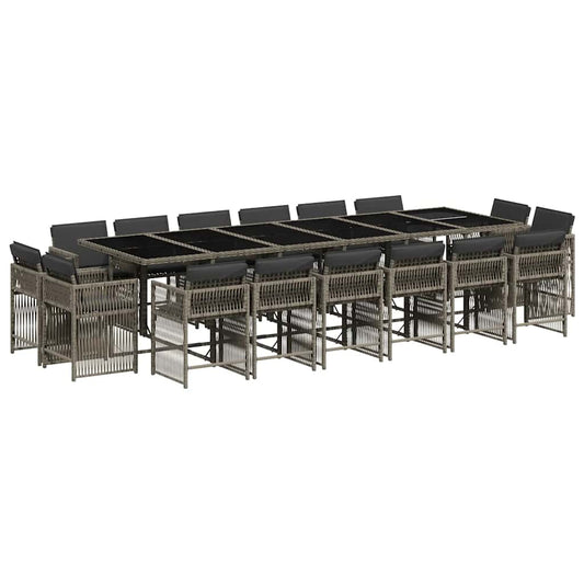 17 Piece Garden Dining Set with Cushions Grey Poly Rattan 17 Piece Garden Dining Set with Cushions Grey Poly Rattan