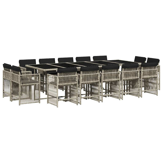 17 Piece Garden Dining Set with Cushions Light Grey Poly Rattan 17 Piece Garden Dining Set with Cushions Light Grey Poly Rattan