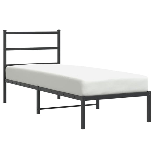 Metal Bed Frame without Mattress with Headboard Black 80x200cm Metal Bed Frame without Mattress with Headboard Black 80x200cm