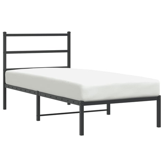 Metal Bed Frame without Mattress with Headboard Black 90x190cm Metal Bed Frame without Mattress with Headboard Black 90x190cm