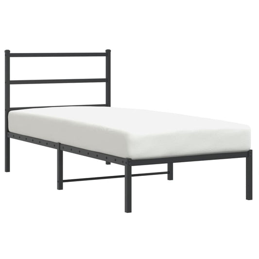 Metal Bed Frame without Mattress with Headboard Black 90x200cm Metal Bed Frame without Mattress with Headboard Black 90x200cm