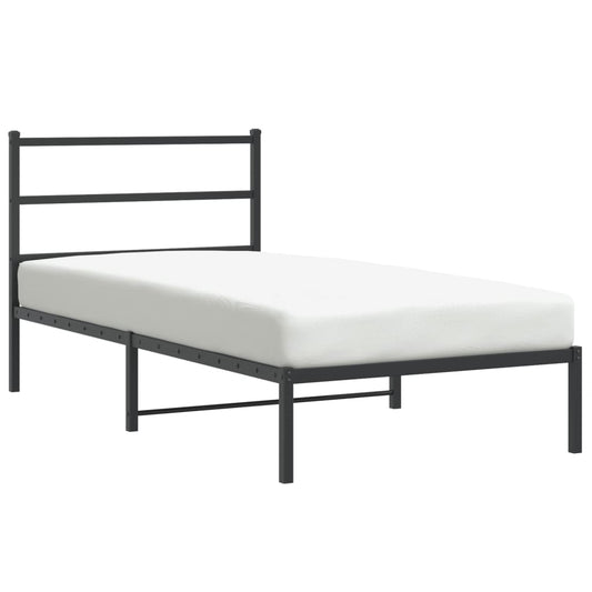 Metal Bed Frame without Mattress with Headboard Black 100x200cm Metal Bed Frame without Mattress with Headboard Black 100x200cm