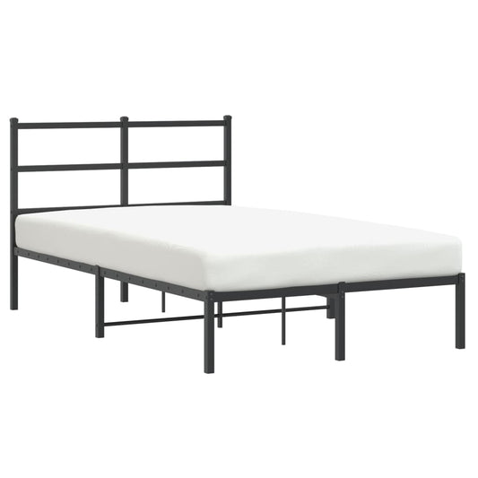 Metal Bed Frame without Mattress with Headboard Black 120x190cm Metal Bed Frame without Mattress with Headboard Black 120x190cm