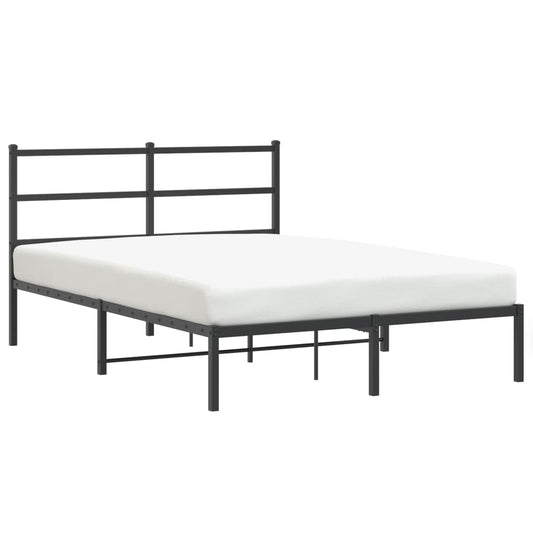 Metal Bed Frame without Mattress with Headboard Black 140x190cm Metal Bed Frame without Mattress with Headboard Black 140x190cm