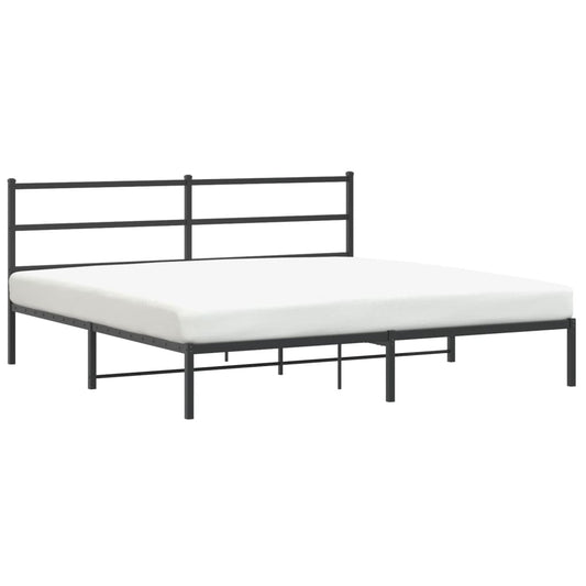 Metal Bed Frame without Mattress with Headboard Black 180x200cm Metal Bed Frame without Mattress with Headboard Black 180x200cm