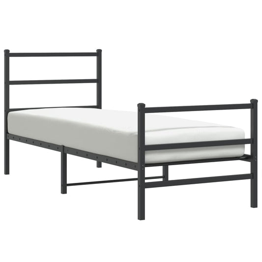 Metal Bed Frame without Mattress with Footboard Black 80x200cm Metal Bed Frame without Mattress with Footboard Black 80x200cm