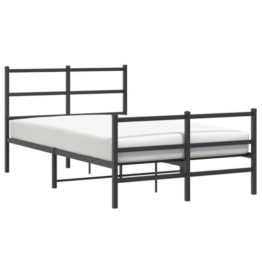 Metal Bed Frame without Mattress with Footboard Black 120x190cm Metal Bed Frame without Mattress with Footboard Black 120x190cm