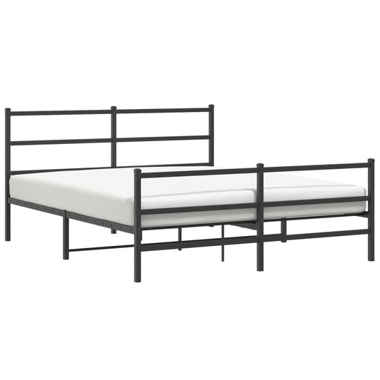 Metal Bed Frame without Mattress with Footboard Black 150x200cm Metal Bed Frame without Mattress with Footboard Black 150x200cm
