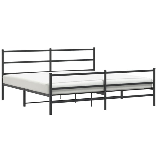Metal Bed Frame without Mattress with Footboard Black 183x213cm Metal Bed Frame without Mattress with Footboard Black 183x213cm